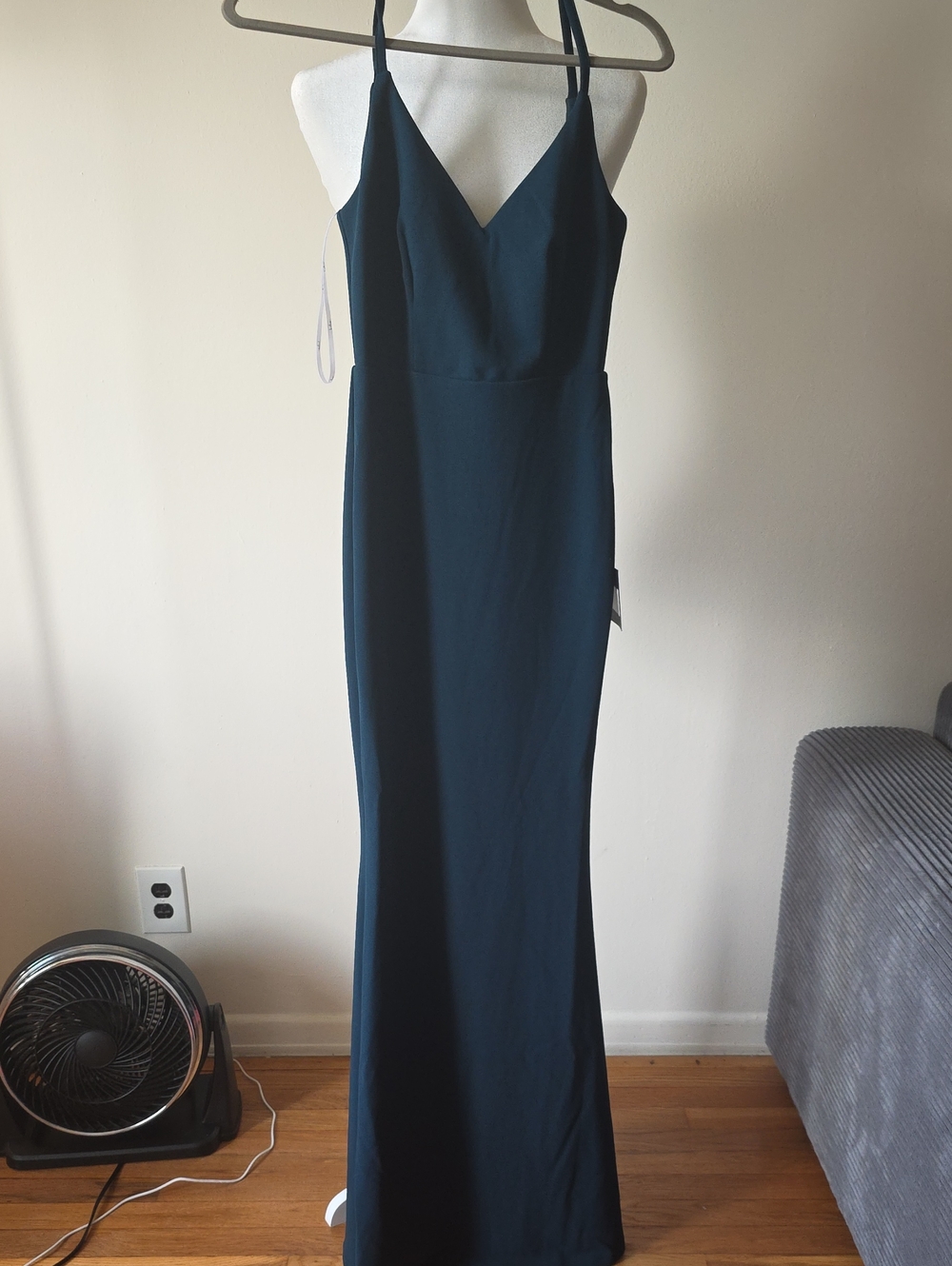 Lulu's Deep Teal V-Neck Spaghetti Strap Maxi Dress